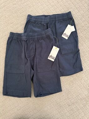 NWT Tea Collection Navy Elastic Waist Cargo Shorts - 2-Pack